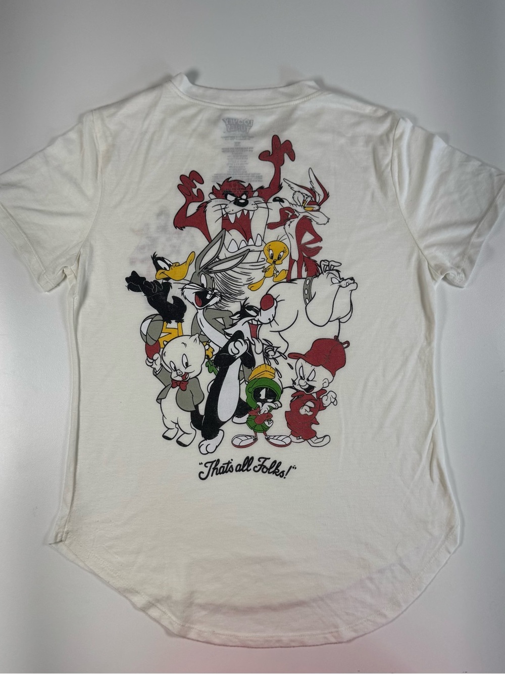 Warner Bros. White Looney Tunes Logo Tee with Pink Accent - Picture 4 of 5